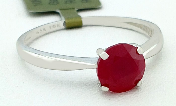 GENUINE 1.02 Cts RUBY SOLITAIRE RING RING 10K WHITE GOLD - Free Certificate -NWT