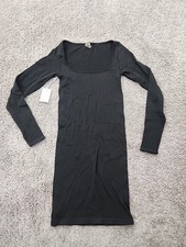 Sunday Best Bodycon Dress Womens M Black Scoop Neck Ribbed Knit Long Sleeve Mini