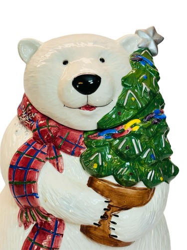 Vintage Pfaltzgraff Snow Bear Cookie Jar Canister 12.5" Christmas Winter - Picture 2 of 16