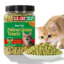 13.4 OZ Cat Grass Treats for Indoor Cats Natural Salmon Flavor Healthy Cat Sn...
