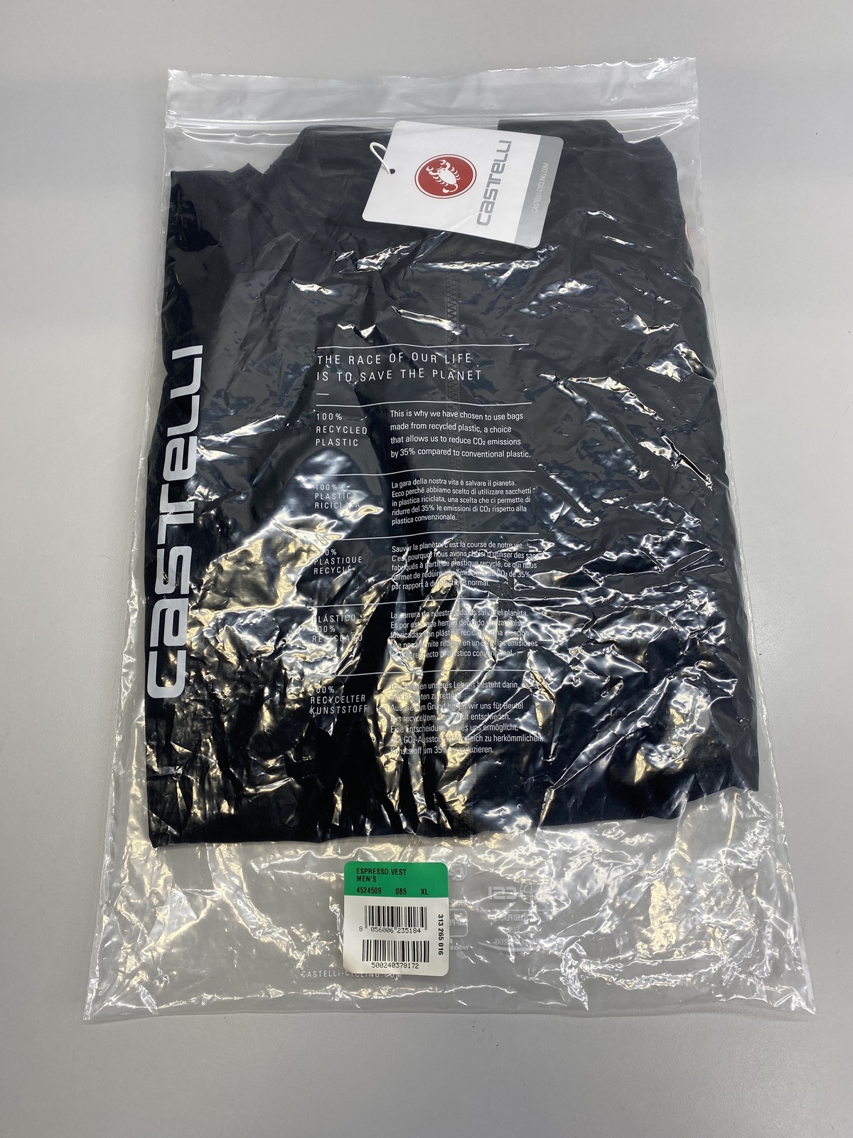 CASTELLI Mens Espresso Windproof Shell Vest for Cycling, Light Black, X-Large