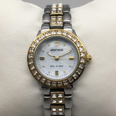 Armitron Womens Watch 26mm Two Tone Crystal Bezel Bracelet 75/3689TT 6''