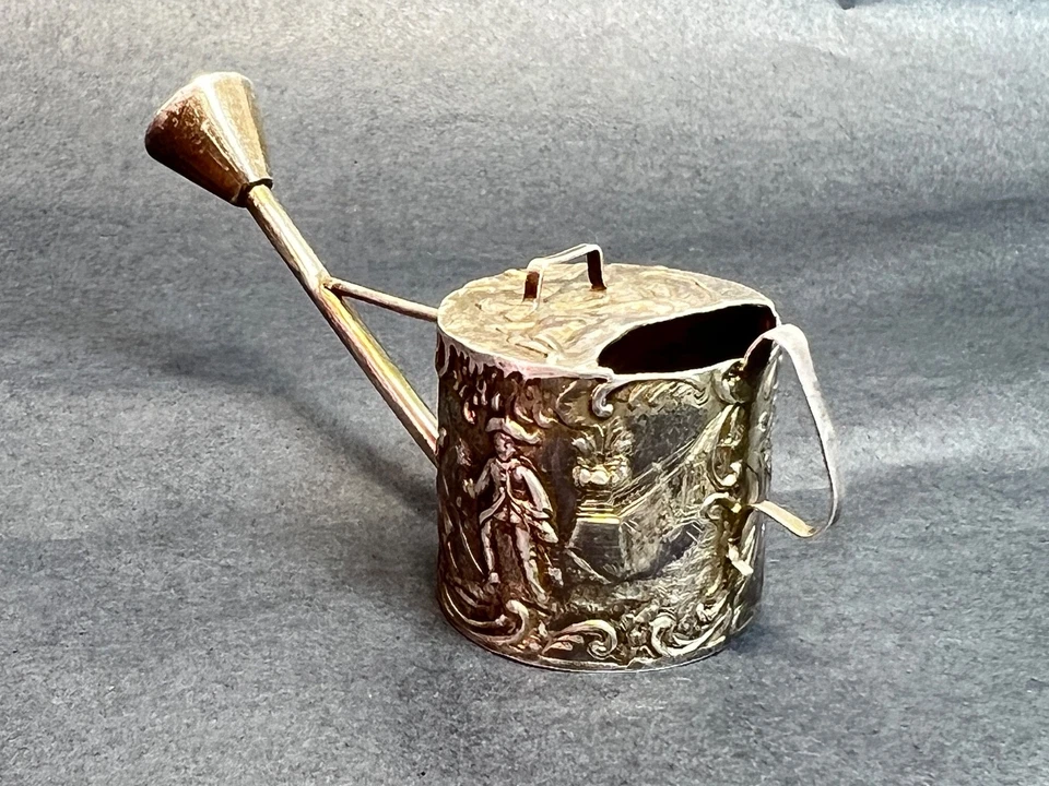 Regadera romanticismo flores miniatura estilo holandés de plata esterlina estilo holandés 19c Foto 4 de 4