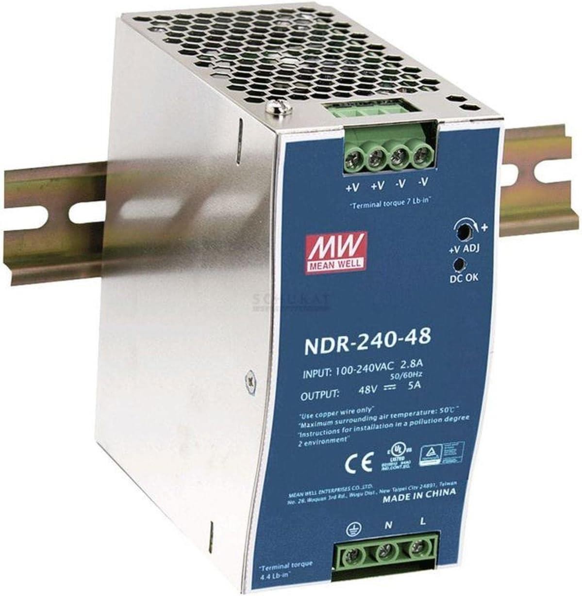 Alimentation Mean Well NDR-240-48 transformateur 48V 5A rail DIN rail TS35
