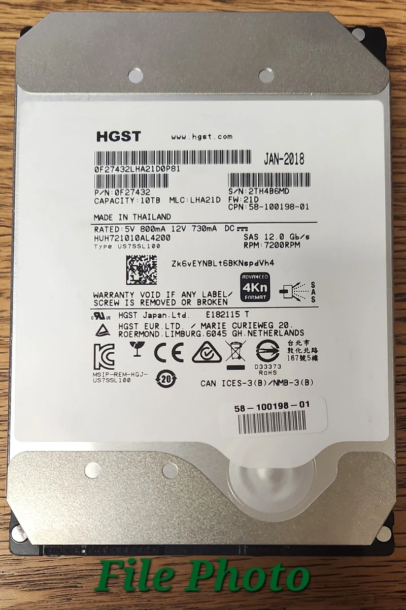 HGST SAS Internal Hard Disk Drives 10 TB Storage Capacity for sale