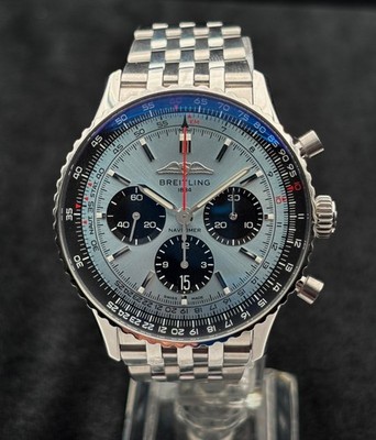 2024 Breitling Navitimer B01 Chrono 43mm AB0138 on Bracelet, B&P, Ice Blue Dial