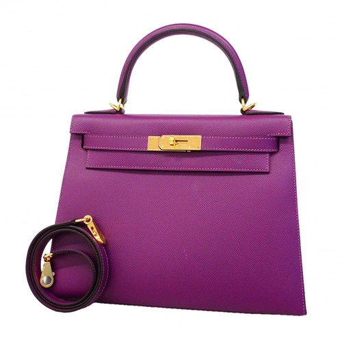 Auth [6fc3420-e-g] HERMES Handbag Kelly 28 Epsom Anemone Gold metal fitting ...