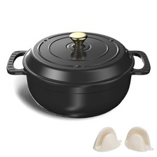 6QT Enameled Cast Iron Dutch Oven, Heavy Duty Dual Enamel Coating FDA Certified