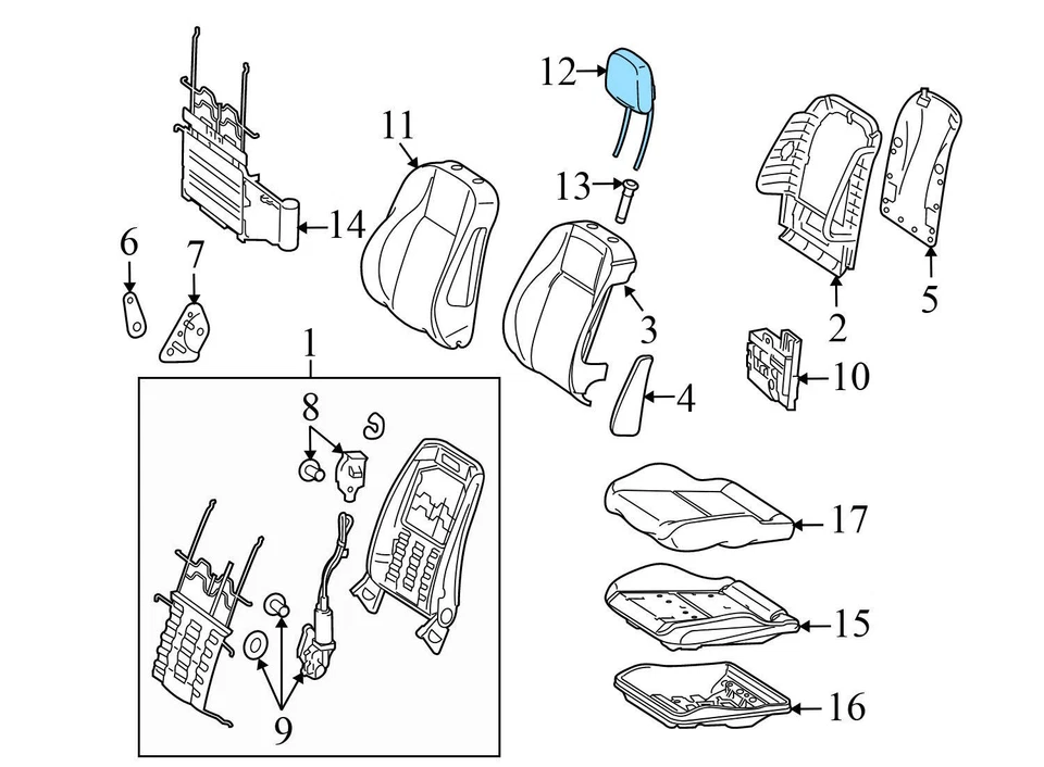 Mercedes-Benz C300 2015-2021 - Asiento delantero reposacabezas / reposacabezas 2059703350 Foto 4 de 4