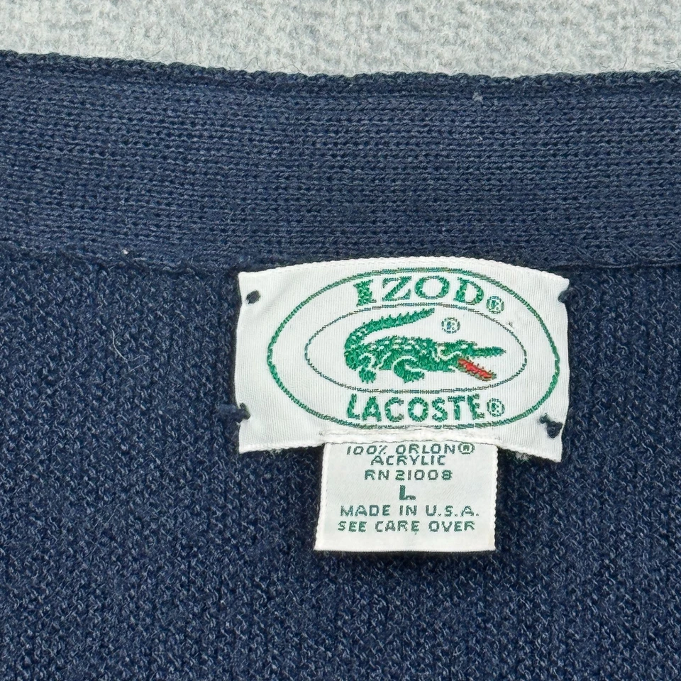Cárdigan de Colección IZOD Lacoste Hombres Grande Azul Orlon Acrílico Tejido Suéter Hecho en EE. UU. Foto 3 de 4