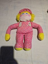 Fisher Price 1984 Pink Yellow Baby Doll Rattle Plush 12" Crib Friends Vintage