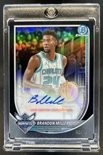 2025-26 Bowman Brandon Miller Chrome Auto Autograph Black Refractor #/10 Hornets