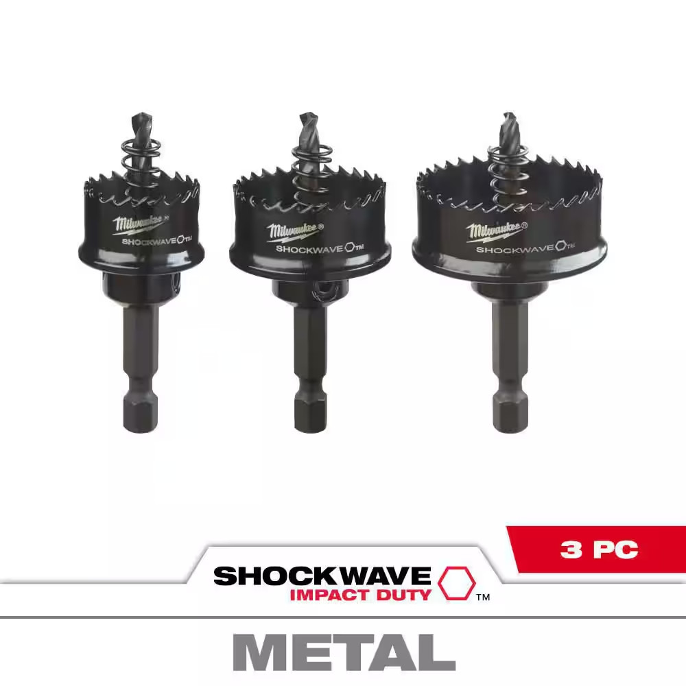 Milwaukee 49-22-4800 3-Piece 8 TPI Shockwave Impact-Duty Thin Wall Hole Saw Set