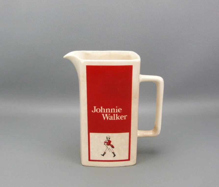 Cruche Publicitaire Ancienne En Poterie, Whisky écossais Black & White, Des Années 1920, Dimensions H5 X L6