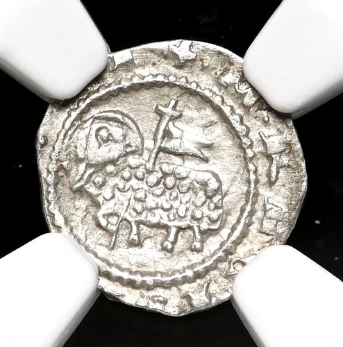 MEDIEVAL HUNGARY. Bela IV. 1235-1270. Silver Denar, NGC AU Details