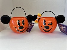 NEW Disney Parks Mickey Minnie Mouse  Halloween Pumpkin Small 4” Candy Buckets