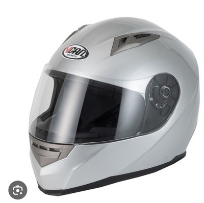 V-CAN V158 Integralhelm Motorradhelm L silber glänzend Motorrad Roller