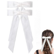 Large White Velvet Hair Bows For Girls,2 PCS 5 1 Count Pack of 2 ,