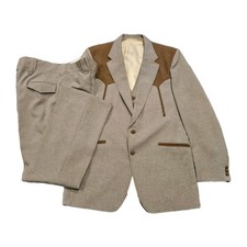 3pc Vintage 1970s Prestige West Tailored Western Suit Jacket Pants Vest