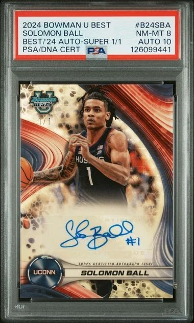 2024 Bowman U Best - Best Of 2024 Auto Solomon Ball Superfractor 1/1 PSA 8