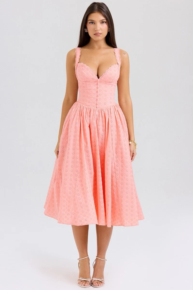 strapless open back dress Selah Light Pink Tiered Dress  Lena Layne
