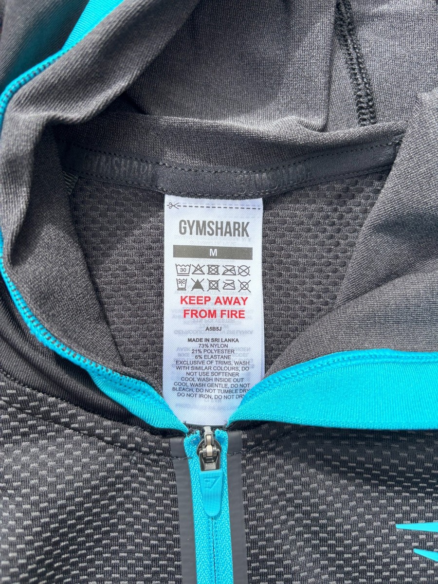 IN HAND GYMSHARK Onyx 5.0 Seamless Hoodie -Black/Onyx Blue