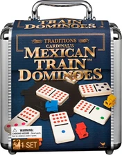 Spin Master Games, Mexican Train Dominoes Set in Aluminum Carry Case, Includes C