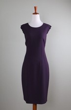 ELIE TAHARI $328 Solid Plum Purple Crepe Lined Flutter Sheath Dress Size 10