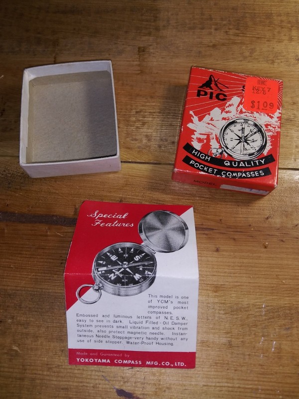 Vintage Japan PIC Pocket Compass Original Box. Box Only.