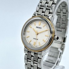 SEIKO Exceline 4J41-0A60 Quartz Ladies Watch Ivory Dial Coin Edge Bezel JAPAN