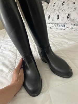 Aigle Coupe Saumur Black Rubber Equestrian Riding Boots Made in France Size 38.