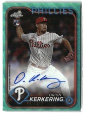 Orion Kerkering 2024 Topps Chrome Rookie Autographs Aqua Wave #RA-OK #/199