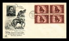 US COVER ROUGH RIDERS 50TH ANNIVERSARY FDC SCOTT 973 BLOCK OF 4 ARTCRAFT