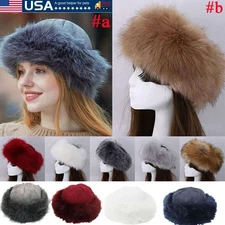 Soft Womens Russian Thick Fluffy Fox Faux Fur Headband Hat Winter Ear Warmer Ski