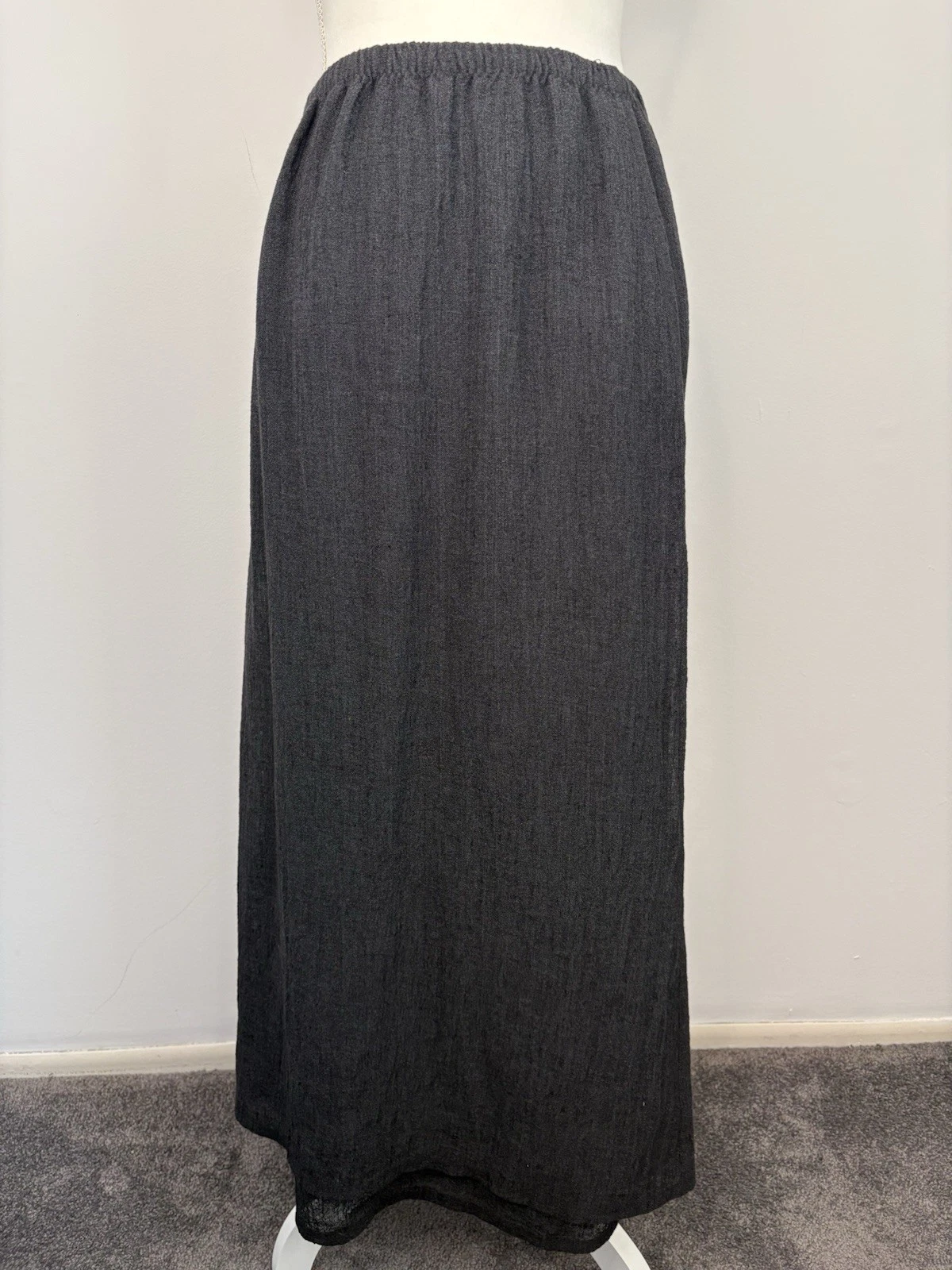 Vtg Hino & Malee Sz Small Maxi Skirt Lagenlook Elastic Waist Asymmetric Origami