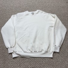 Vintage 80s Lee Sweatshirt Mens XL White Crewneck Pullover Made In USA Blank
