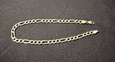 Vintage 14K Yellow Gold Figaro Link Bracelet 8.5"  7.16 g  5mm Lobster Clasp