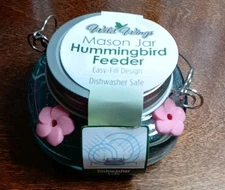 Wild Wings Glass Mason Jar Hummingbird Feeder 6 oz, Teal