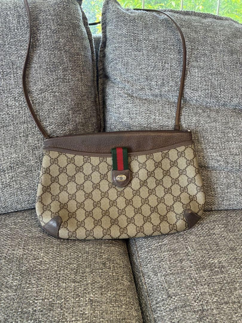 GUCCI Vintage GG Sherry Line Brown Canvas Shoulder Bag Authentic F06151212