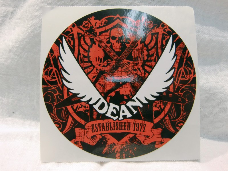 DEAN ELECTRIC GUITAR STICKER DECAL CASE RACK BUMPER STICKER RED WHITE SKULL NICE