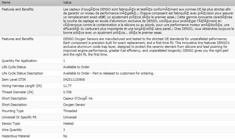 Sensor de oxígeno Denso Upstream para AUDI 4000 L4-1,8 L 1985-1987 Foto 2 de 4