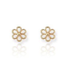 14K Yellow Daisy Flower Stud Earrings