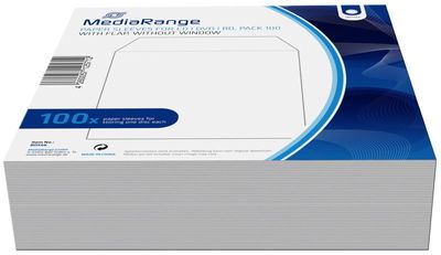 200 Mediarange Papiertaschen ohne Fenster für je 1 BD / CD / DVD weiß