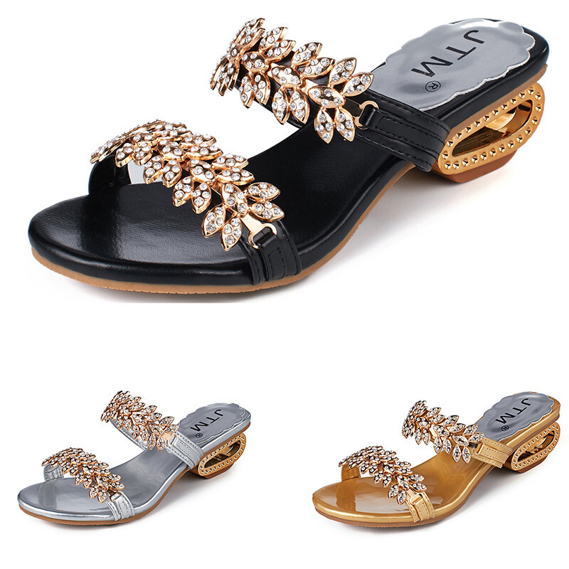 PANTOFOLA D’ORO Ciabatte donna estive spiaggia sandali tacco a blocco strass infradito esterno