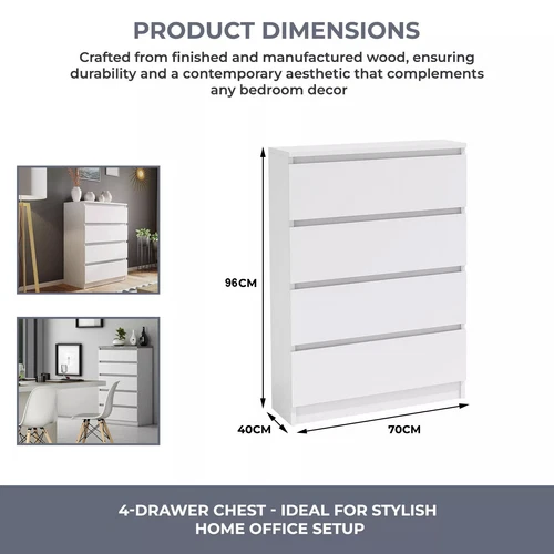 Kommode mit 3/4 Schubladen Sideboard Weiß Anrichte Holz Möbel Schubladenschrank - Bild 13 von 26