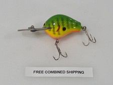 Rare Bagleys Diving B1 DB1 Crankbait DC9 Green Crayfish on Chartreuse All Brass