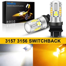 2X 3157 3156 LED DRL Switchback Turn Signal Light Bulbs 4157na 3457a White Amber
