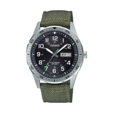 Casio MTP-S120L-3AV, Men's Solar Battery Watch, 100 Meter W/R, Date, Green Nylon