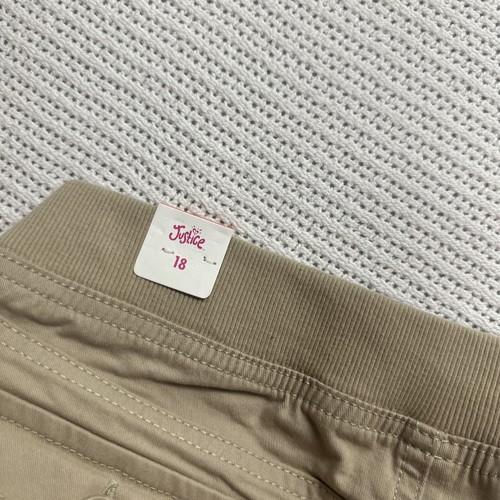Justice Girls Pants Khaki Mid Rise Elastic Waist Size 18 Drawstring 30x29" NWT - Picture 11 of 11
