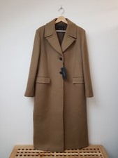 Bnwt Massimo Dutti Brown Long Single Breasted Fitted Wool Coat Size L Rpr $500